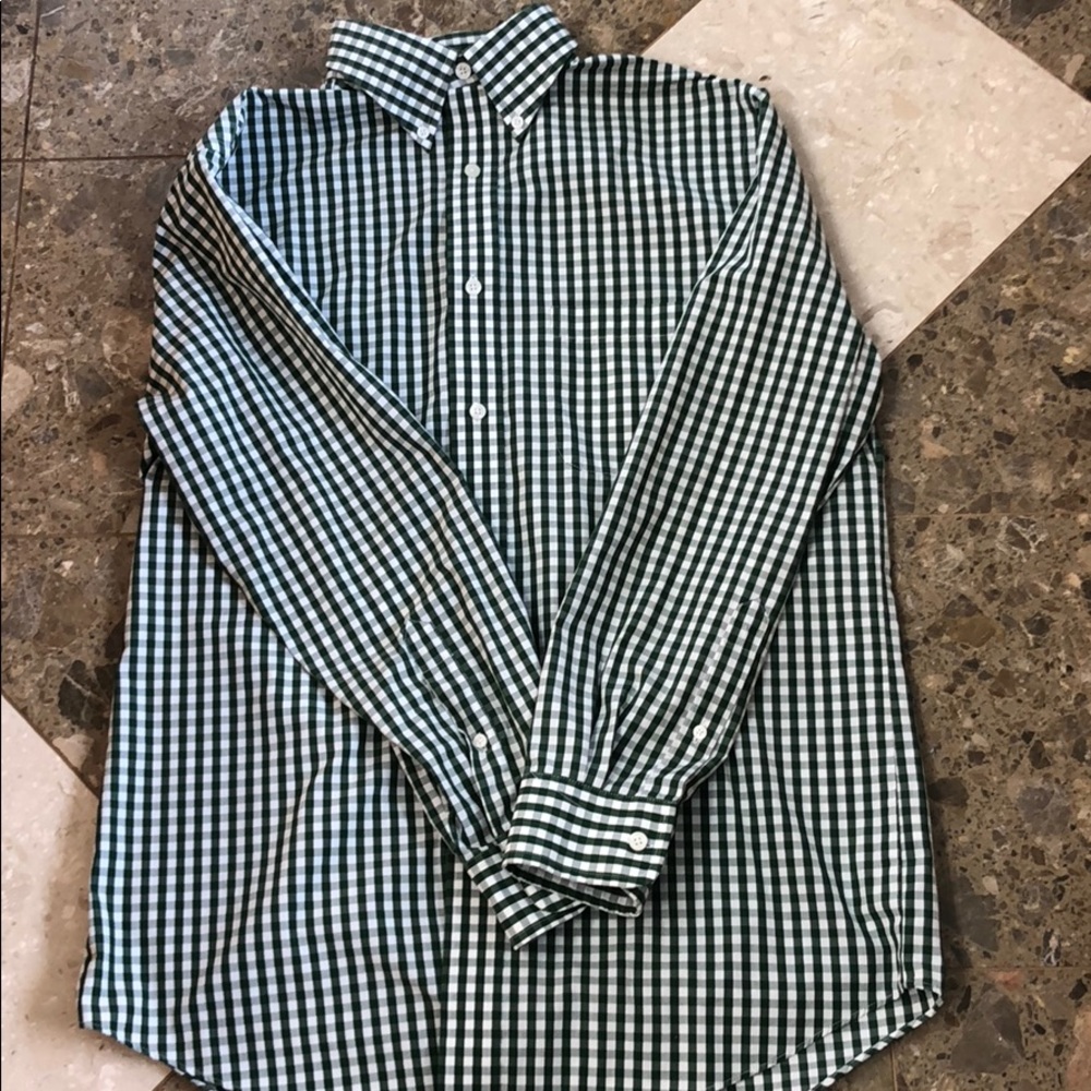 COPY - NWOT Mens Green & White checkered dress sh…